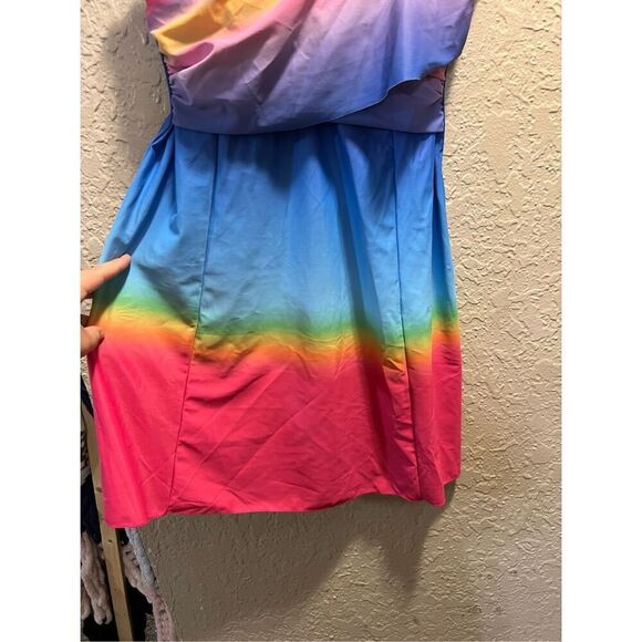 Hot Pink And Rainbow 2 Piece Swimsuit Woman’s Size Large - Picture 3 of 12